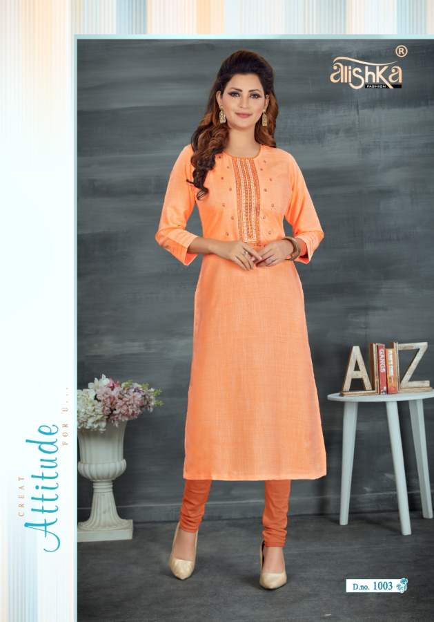 Alishka Prisha Ethnic Wear Embroidery Work Kurti Collection